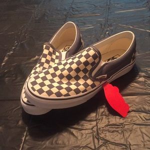 Light blue Classic Checker Slip-On Vans